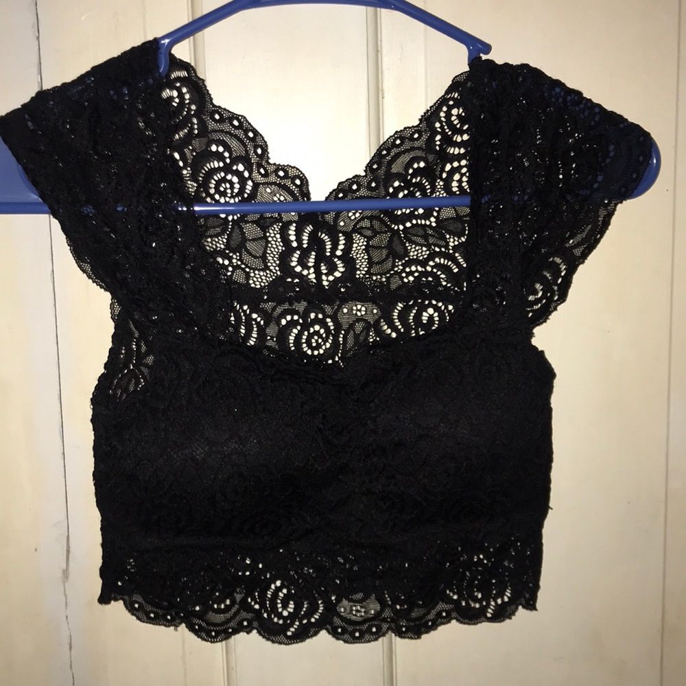 Black Lace Crop Top